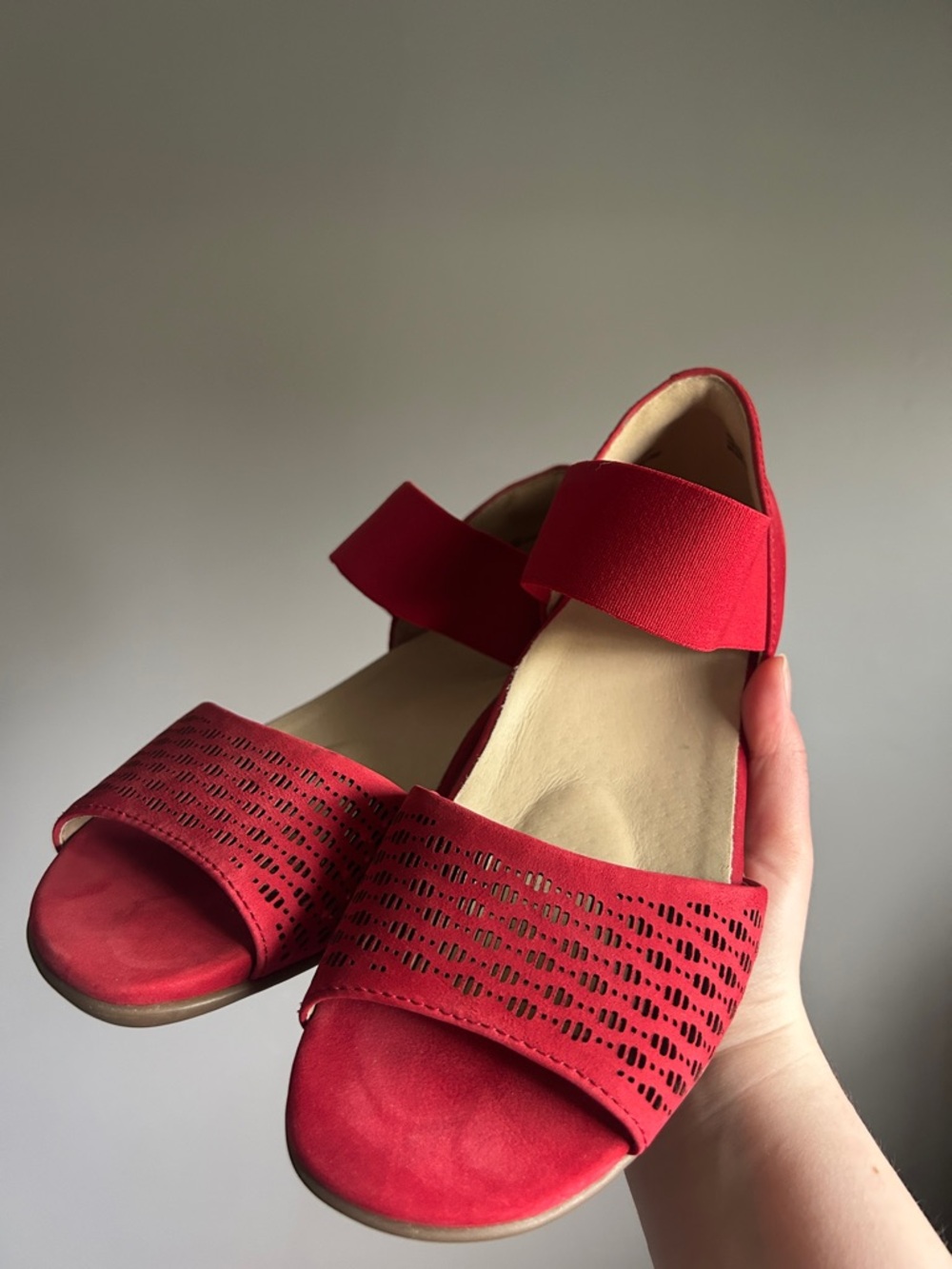 Earth Shoes company Bright Red Womens Open-Toe Comfort Sandals